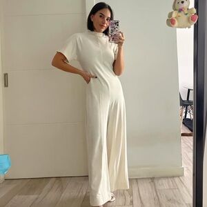 Zara cotton blend wide leg jumpsuit NWT